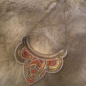 Gold and orange bib necklace NWOT